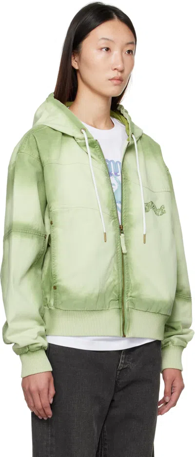 Dime Green Hooded Utility Jacket In Green