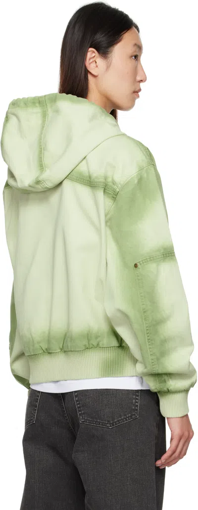 Dime Green Hooded Utility Jacket In Green