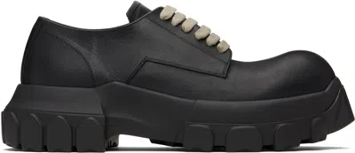 Rick Owens Mens Black Bozo Tractor Platform Leather Oxford Shoes
