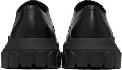 Rick Owens Mens Black Bozo Tractor Platform Leather Oxford Shoes