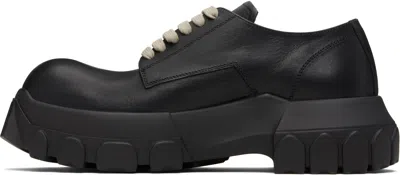 Rick Owens Mens Black Bozo Tractor Platform Leather Oxford Shoes
