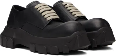 Rick Owens Mens Black Bozo Tractor Platform Leather Oxford Shoes
