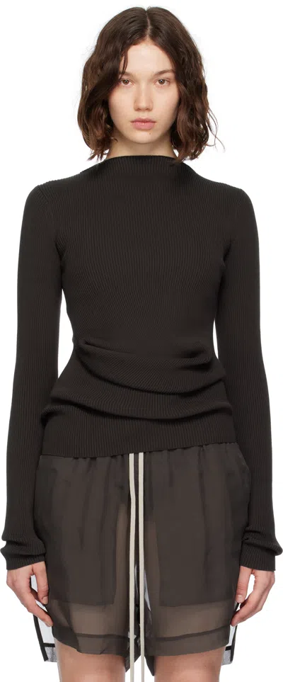 Rick Owens Brown Concordians Ribbed Knit Babel Sweater