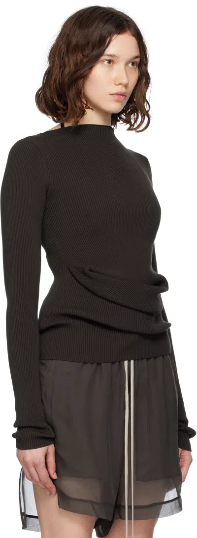 Rick Owens Brown Concordians Ribbed Knit Babel Sweater