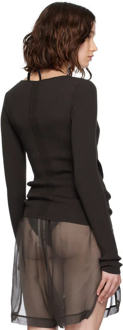 Rick Owens Brown Concordians Ribbed Knit Babel Sweater