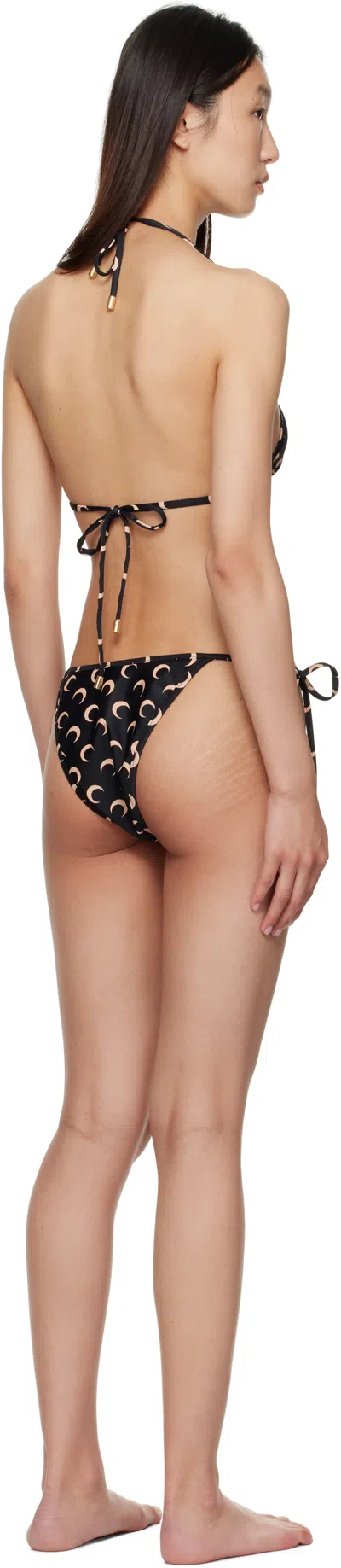 Marine Serre Black & Tan Swimwear Jersey Bikini