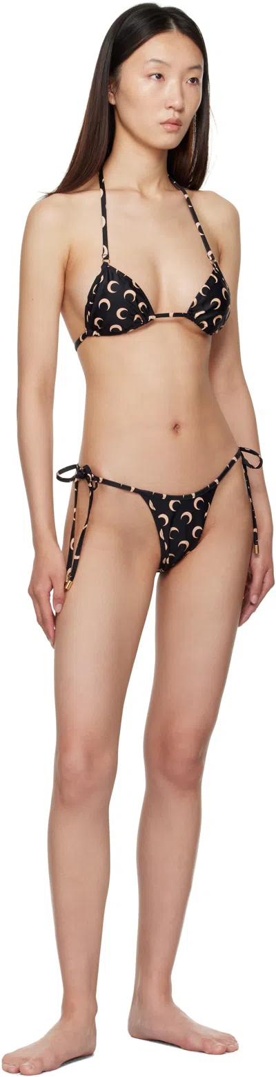 Marine Serre Black & Tan Swimwear Jersey Bikini
