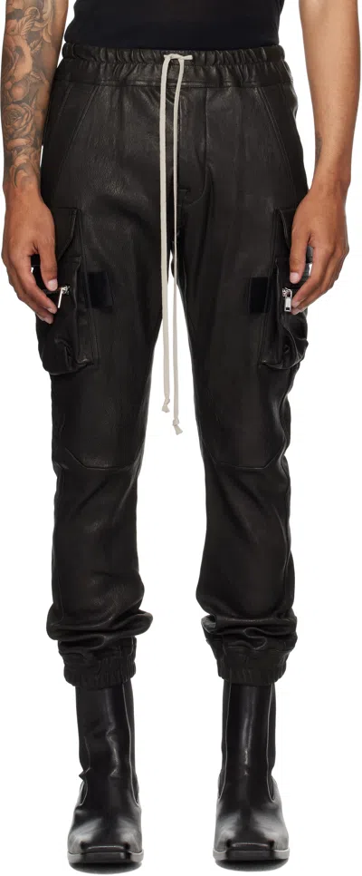 Rick Owens Black Concordians Mastodon Leather Cargo Pants