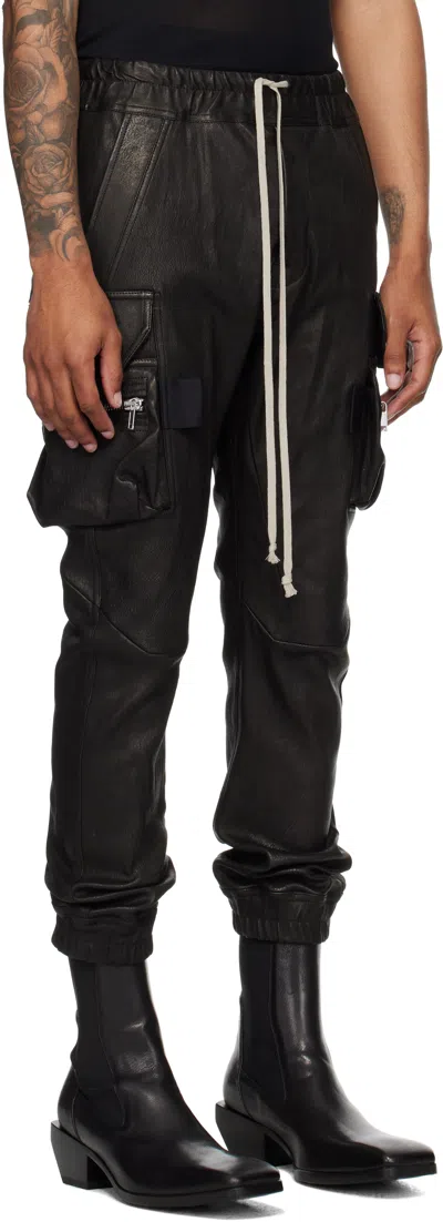 Rick Owens Black Concordians Mastodon Leather Cargo Pants