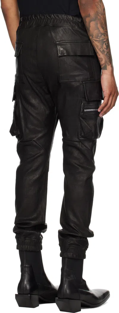 Rick Owens Black Concordians Mastodon Leather Cargo Pants