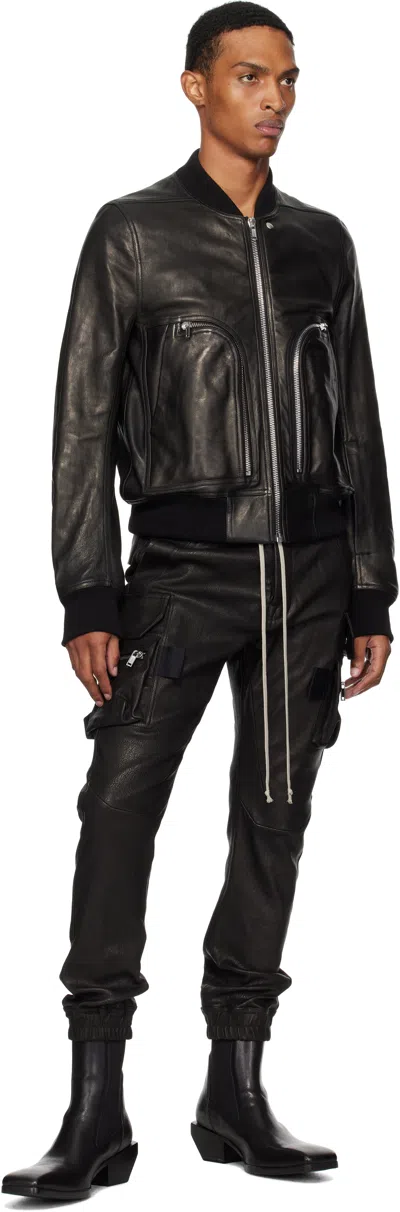 Rick Owens Black Concordians Mastodon Leather Cargo Pants