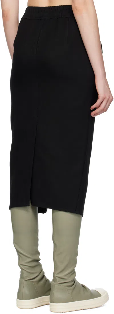 Rick Owens Black Concordians Zipped Short Pillar Midi Skirt