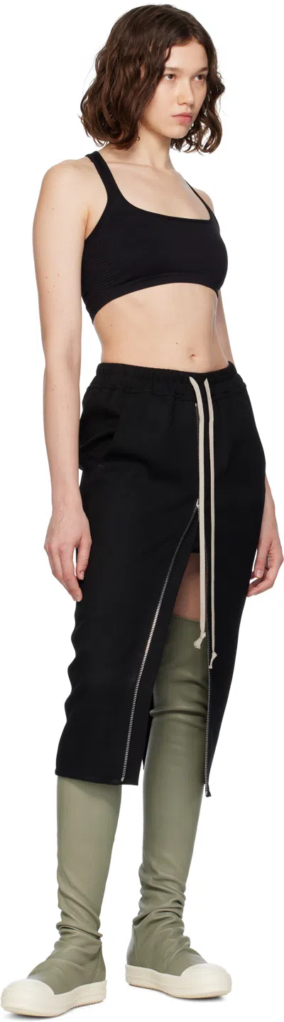 Rick Owens Black Concordians Zipped Short Pillar Midi Skirt