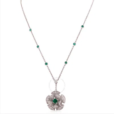 Bvlgari 18k White Gold Diamond And Emerald Divas Dream Necklace