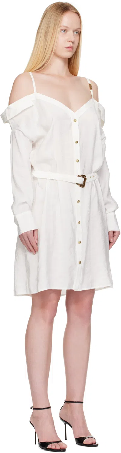 Versace Jeans Couture White Off-the-shoulder Minidress In White