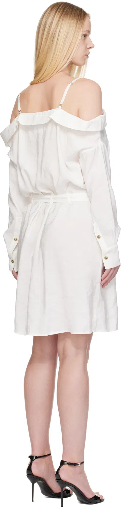 Versace Jeans Couture White Off-the-shoulder Minidress In White