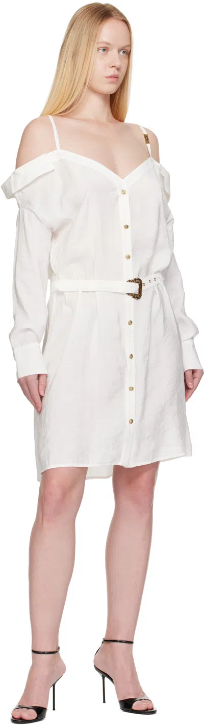 Versace Jeans Couture White Off-the-shoulder Minidress In White
