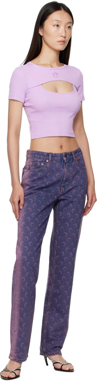 Marine Serre Purple Moon Laser Denim Loose Jeans