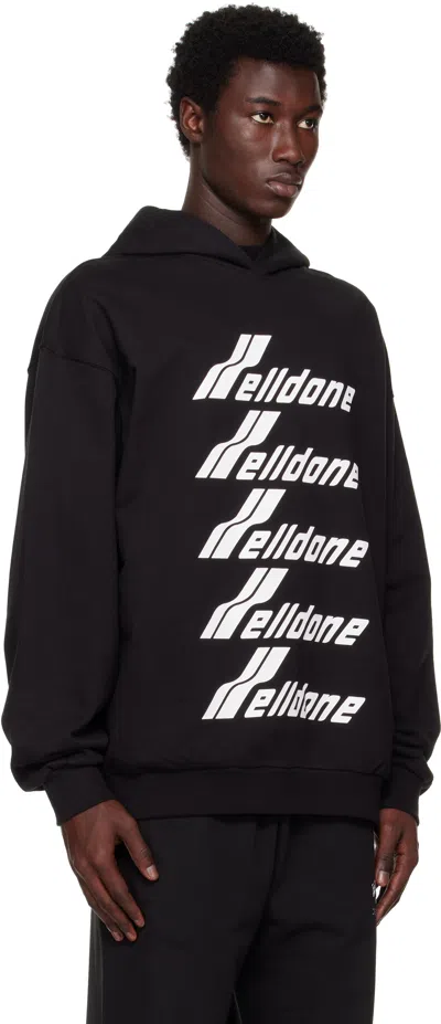 We11 Done Multiple Front Logo Hoodie In Black