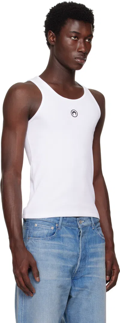 Marine Serre Crescent Moon-embroidered Tank Top In White
