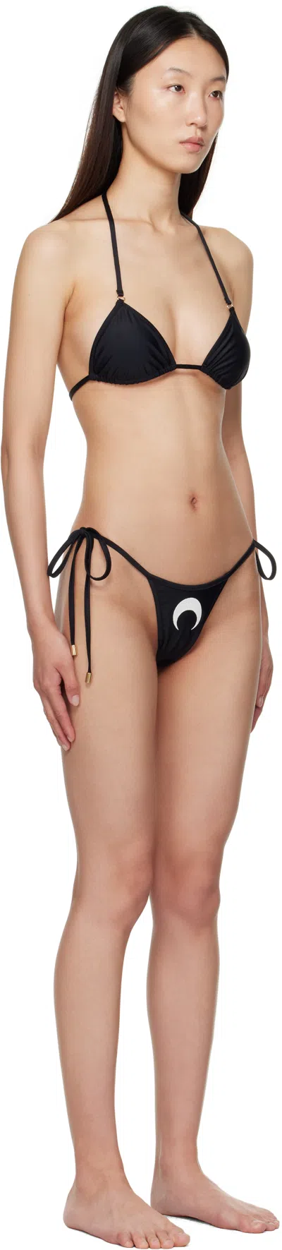 Marine Serre Black Jersey Moon Logo Bikini In Black