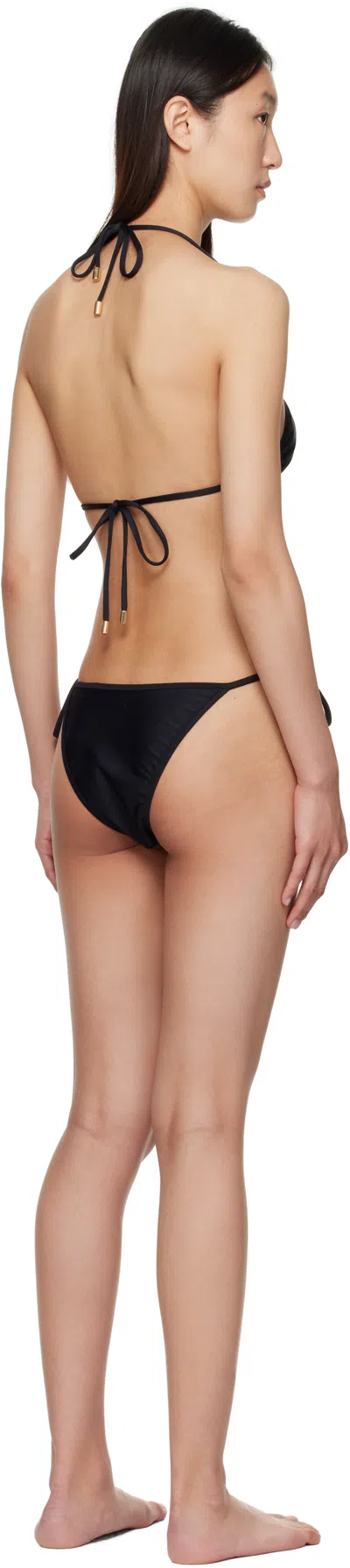 Marine Serre Black Jersey Moon Logo Bikini In Black