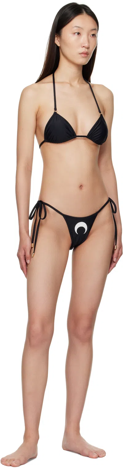 Marine Serre Black Jersey Moon Logo Bikini In Black