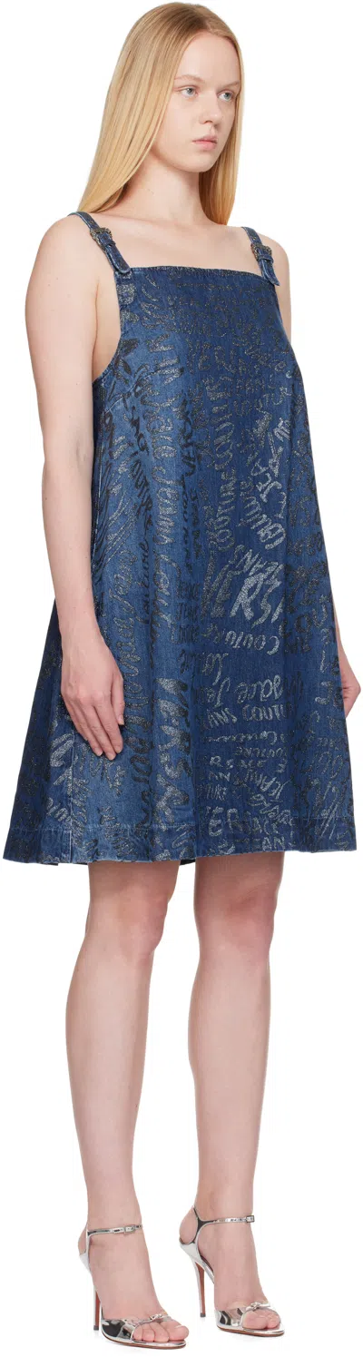 Versace Jeans Couture Blue Glitter Finish Minidress