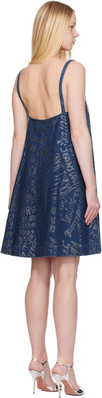 Versace Jeans Couture Blue Glitter Finish Minidress