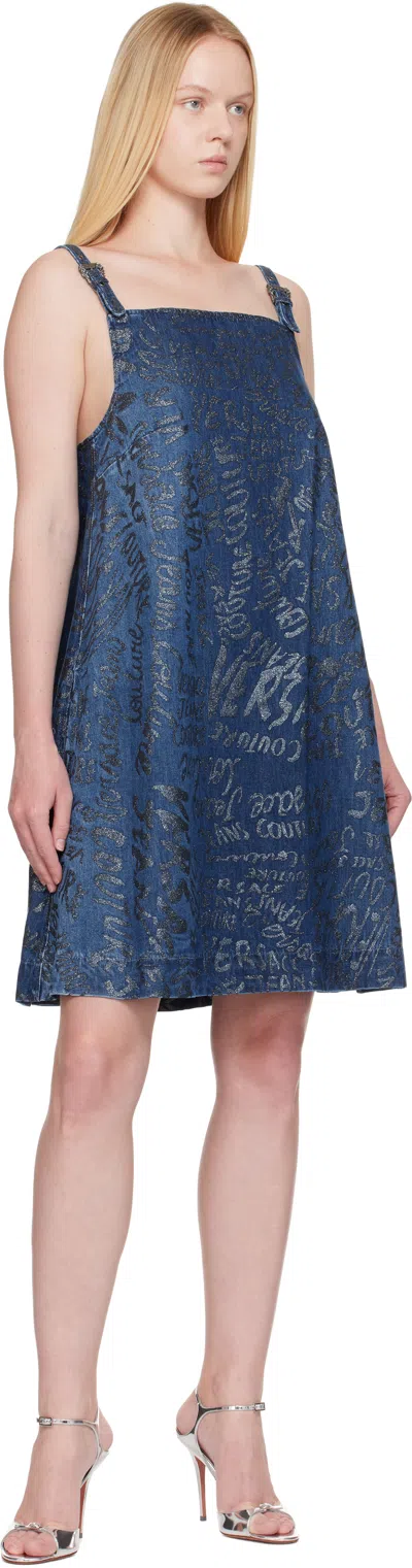 Versace Jeans Couture Blue Glitter Finish Minidress