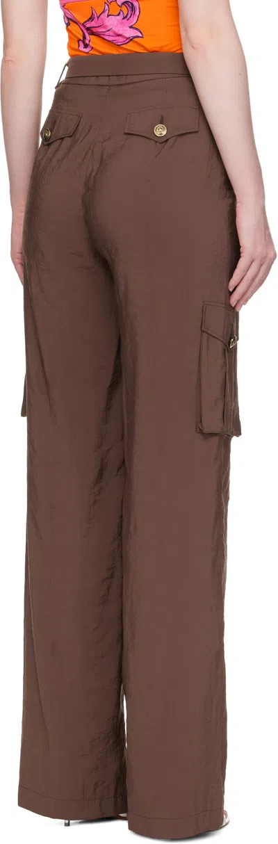 Versace Jeans Couture Utility Cargo Trousers Embellished Buttons In Brown