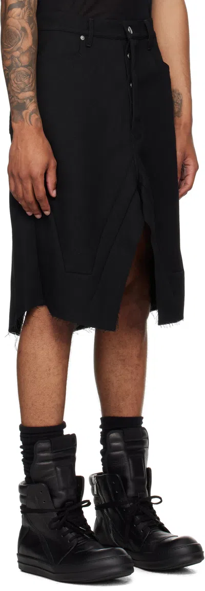 Rick Owens Black Concordians Slivered Midi Skirt