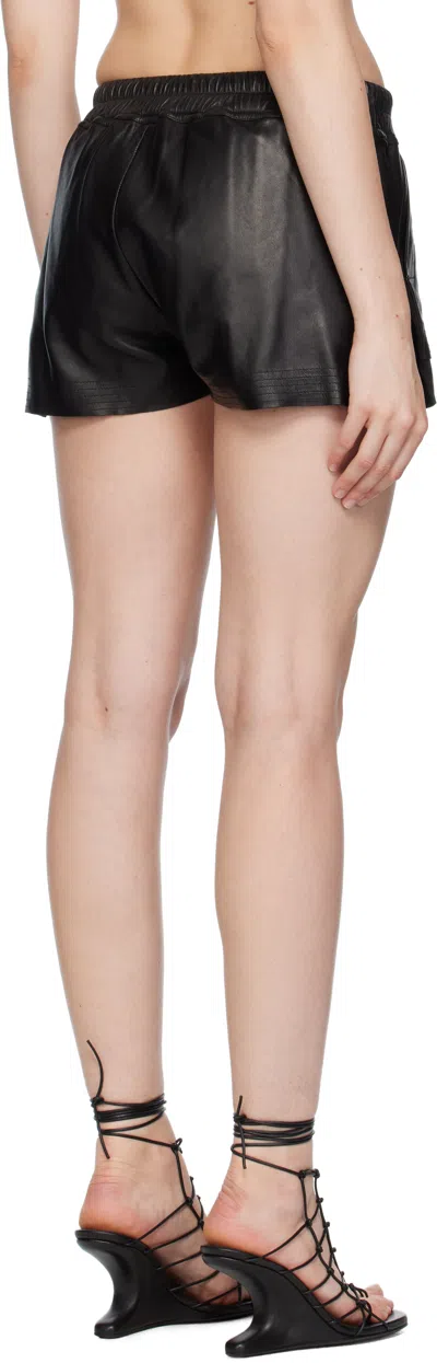 Rick Owens Black Concordians Fog Boxers Leather Shorts