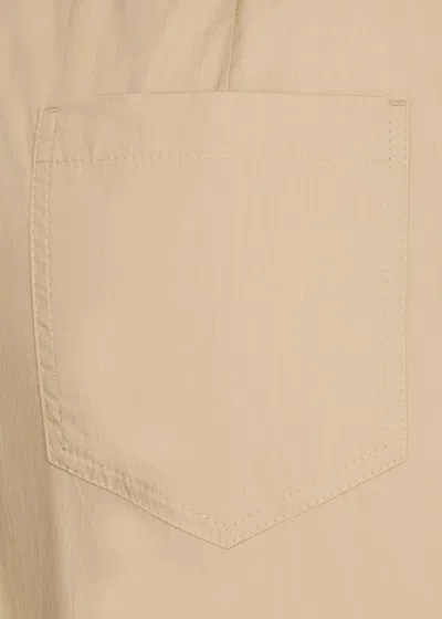 Brunello Cucinelli Beige Cotton Pants With Elastic High Waist In Nude