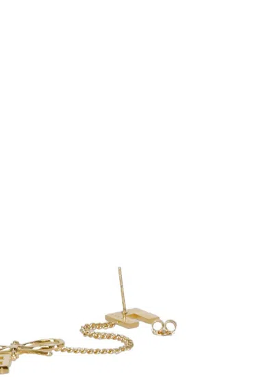 Elisabetta Franchi Earrings With Logo And Bow In Gold