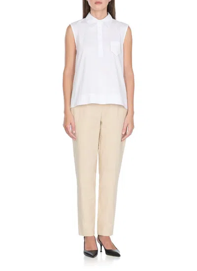 Peserico Sleek Trapezoid Polo Shirt With Masculine Collar In White