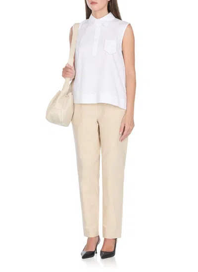 Peserico Sleek Trapezoid Polo Shirt With Masculine Collar In White