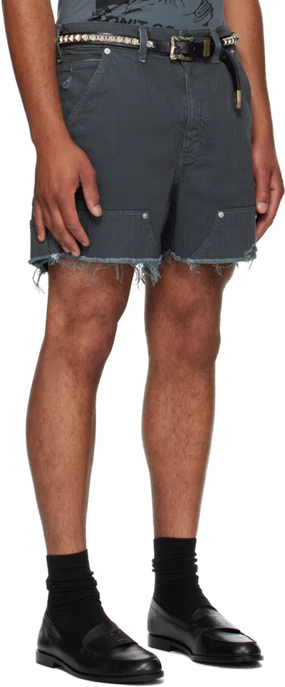 Enfants Riches Deprimes Slim-fit Distressed Herringbone Denim Shorts In Black