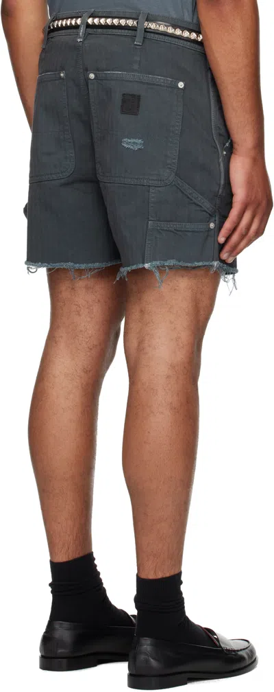 Enfants Riches Deprimes Slim-fit Distressed Herringbone Denim Shorts In Black