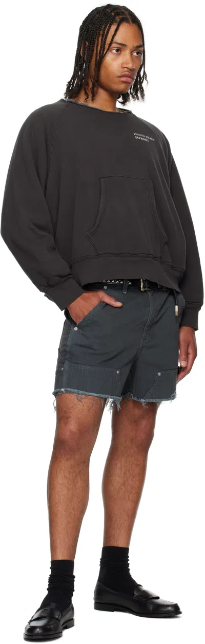 Enfants Riches Deprimes Slim-fit Distressed Herringbone Denim Shorts In Black