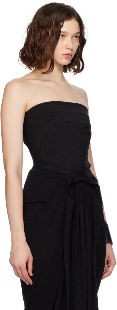 Rick Owens Womens Black Bustier Cinched Stretch-wool Blend Top In Black
