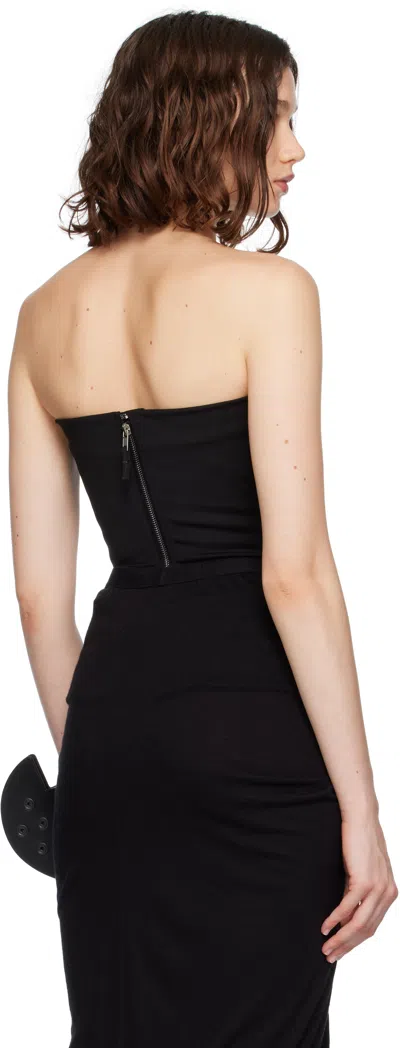 Rick Owens Womens Black Bustier Cinched Stretch-wool Blend Top In Black