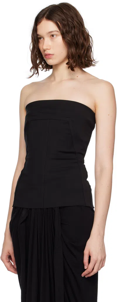 Rick Owens Womens Black Bustier Cinched Stretch-wool Blend Top In Black