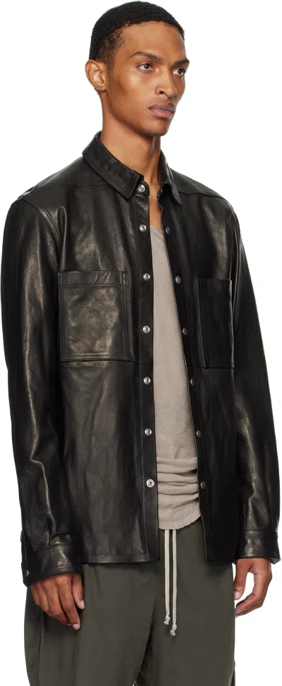 Rick Owens Black Concordians Outershirt Leather Jacket