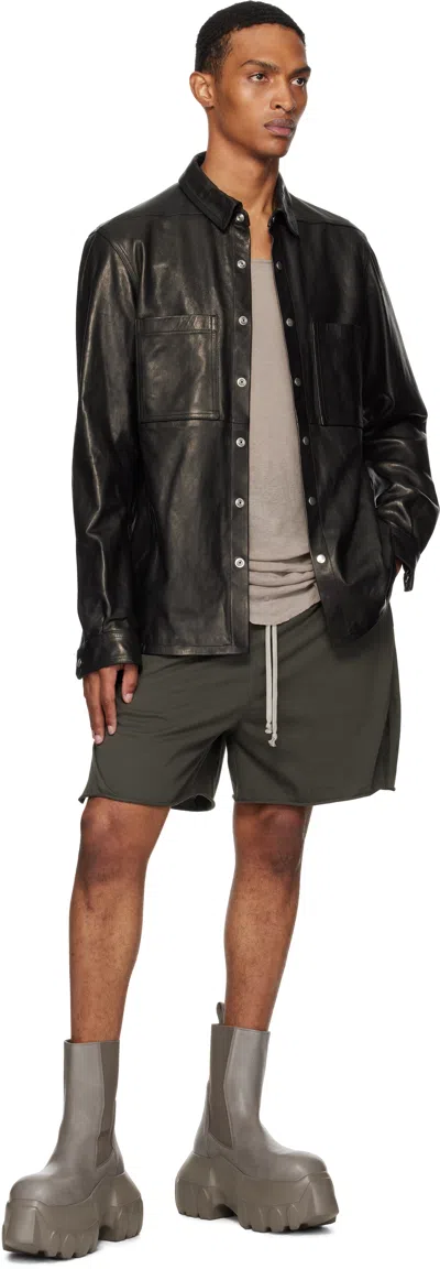 Rick Owens Black Concordians Outershirt Leather Jacket