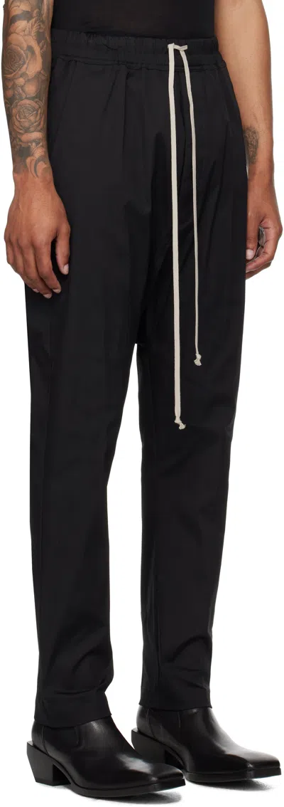 Rick Owens Black Porterville Drawstring Cropped Trousers