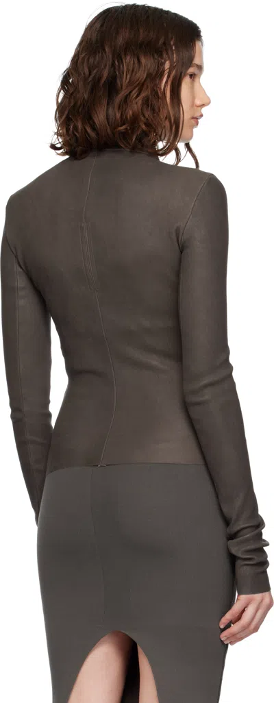 Rick Owens Womens Darkdust Gary High-neck Stretch-leather Blend Jacket In Brown