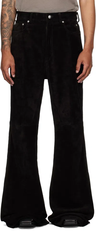 Rick Owens Black Concordians Bolan Bootcut Suede Pants