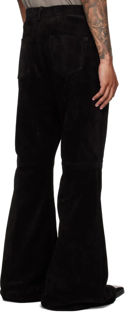 Rick Owens Black Concordians Bolan Bootcut Suede Pants