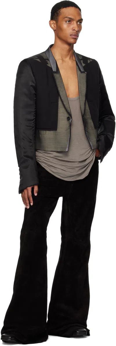 Rick Owens Black Concordians Bolan Bootcut Suede Pants